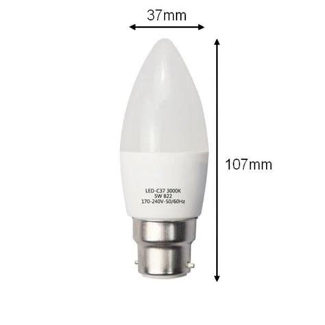 Ampoule B22 Led 6w 220v C37 180° Unité Blanc Neutre 4000k 5500k