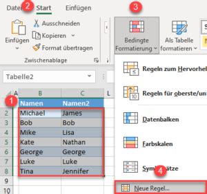 Bedingte Formatierungen Auf Der Grundlage Benachbarter Zellen In Excel