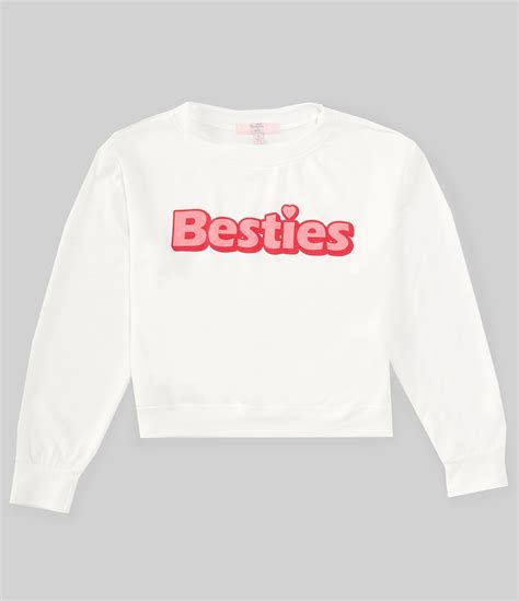 Moa Moa Big Girls 7 16 Long Sleeve Besties Graphic Crew Neck Sweatshirt