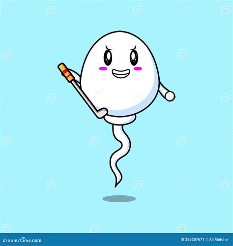 Cute Cartoon Sperm Character Playing Golf Stock Vector Illustration