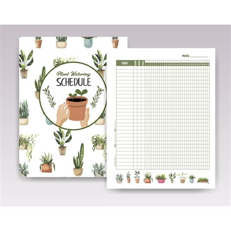 Plant Watering Schedule Template Printable Plant Watering Etsy