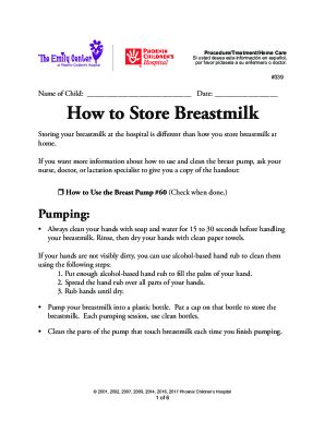 Fillable Online How To Store Breast Milk Nutrition Breast Milk