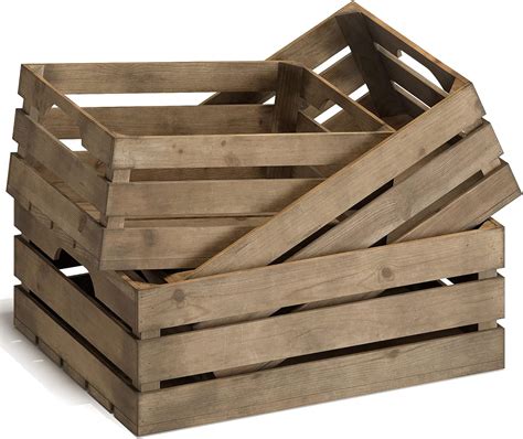 Amazon Barnyard Designs Set Of Wooden Crates Large Rustic