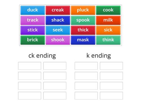 Ck or k ending - Group sort