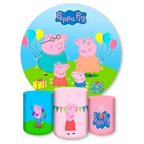 Capa Painel Trio Capas Cilindros Sublimados Tema Peppa Pig 904