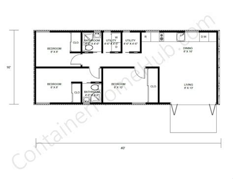 2 40-foot Shipping Container Home Floor Plans