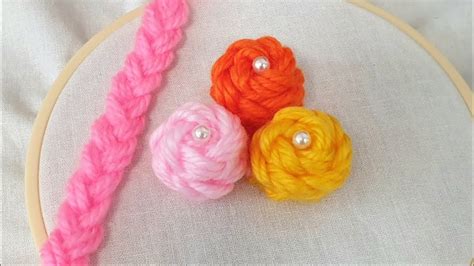 Super Easy Woolen Flower Making For Beginners Hand Embroidery Amazing