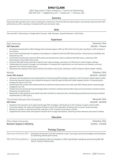 Successful Senior Seo Strategist Resume Example And Writing Tips For