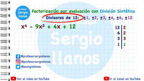 Factorizaci N Por Evaluaci N Con Divisi N Sint Tica M Todo De Ruffini