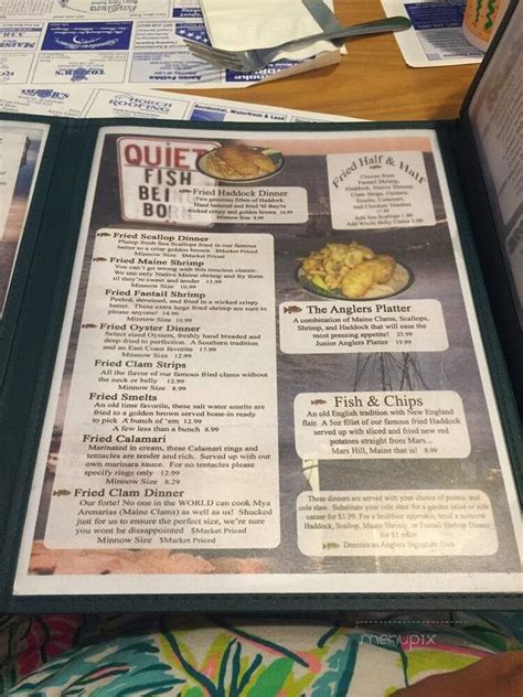 Menu Of Anglers Restaurant In Searsport Me 04974