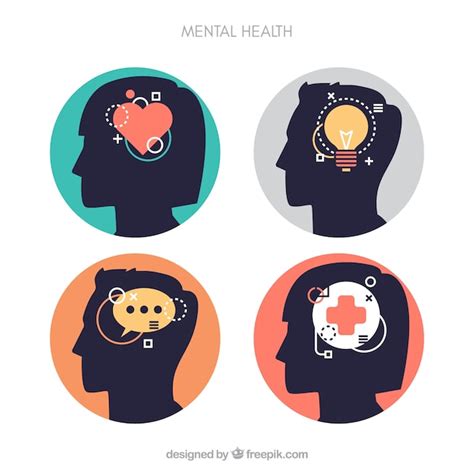 Concepto Moderno De Salud Mental Con Diseño Plano Vector Premium