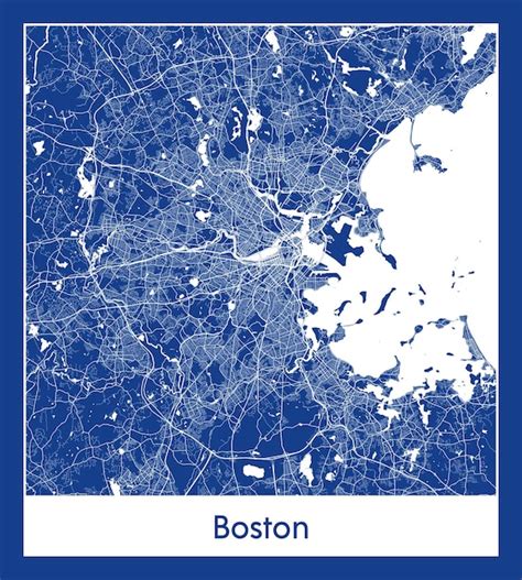 Boston estados unidos américa del norte mapa de la ciudad impresión