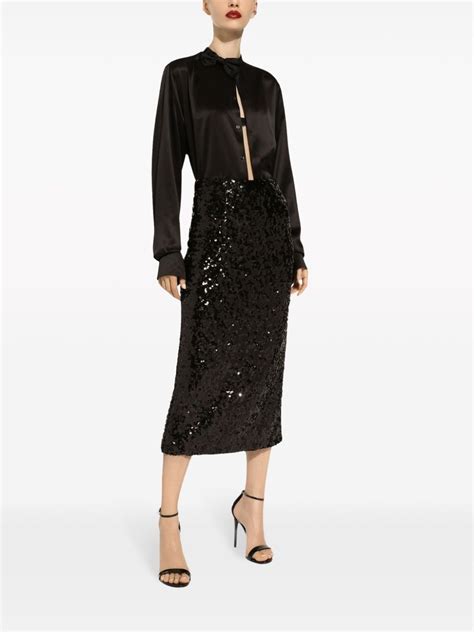 Dolce And Gabbana Sequinned Pencil Midi Skirt Black Farfetch