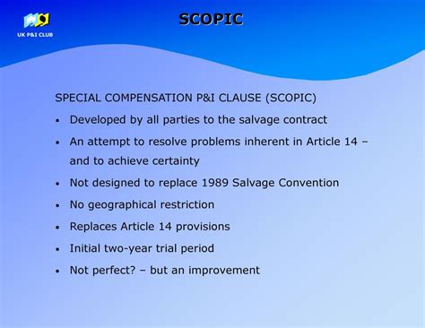 The Introduction Of Scopic The Special Compensation Pandi Clause Ppt