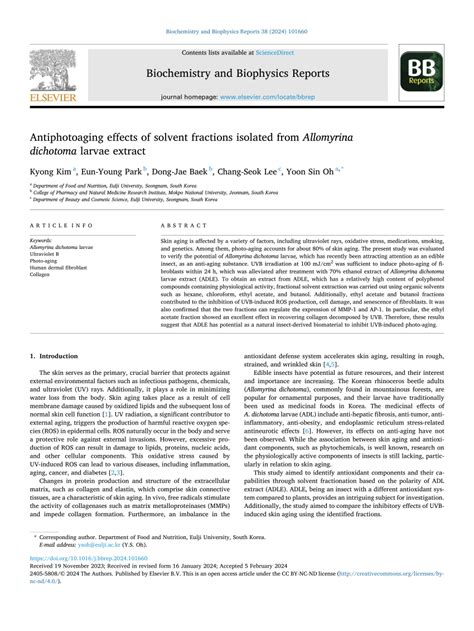 Pdf Antiphotoaging Effects Of Solvent Fractions Isolated From