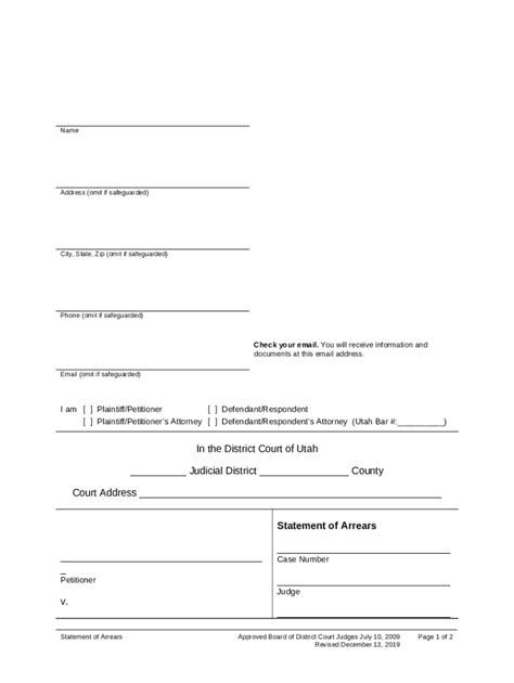 Statement Of Arrears Doc Template Pdffiller