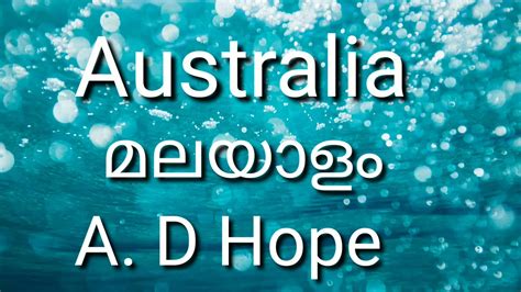 Australia Summary In Malayalam A D Hope Summary Of Australia In