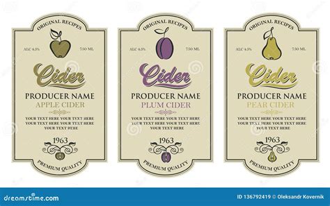 Cider Labels Set Stock Vector Illustration Of Packing 136792419