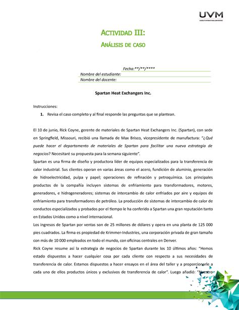 U2 Analisis Caso A3 ACTIVIDAD III ANÁLISIS DE CASO Fecha