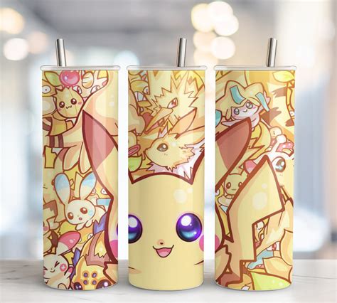 Pikachu 20 Oz Skinny Tumbler Sublimation Design Tumbler Wrap Design