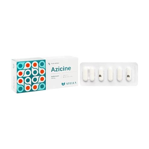 Azicine 250mg Stella 1 vỉ x 6 viên Nhiễm khuẩn đường hô hấp