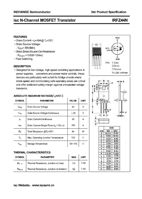 IRFZ44N_4558749.PDF Datasheet Download --- IC-ON-LINE