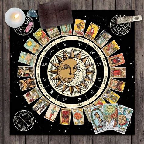 Pc Card Tablecloth Altar Cloth Wheel Of The Zodiac Astrology Chart Sun