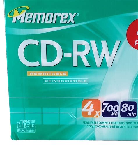 New Memorex Cd Rw Rewritable Mb Minutes Slim Jewel Cases X