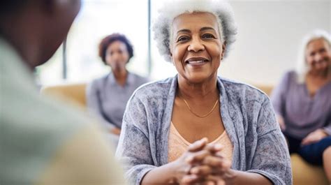 Premium Photo Generative Ai Image Of A Senior Black Lady Sitting In A