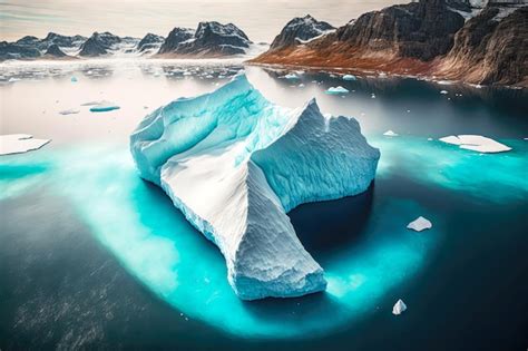 Gran Iceberg Flotante Gigante Cerca De La Costa Rocosa Con Foto Premium