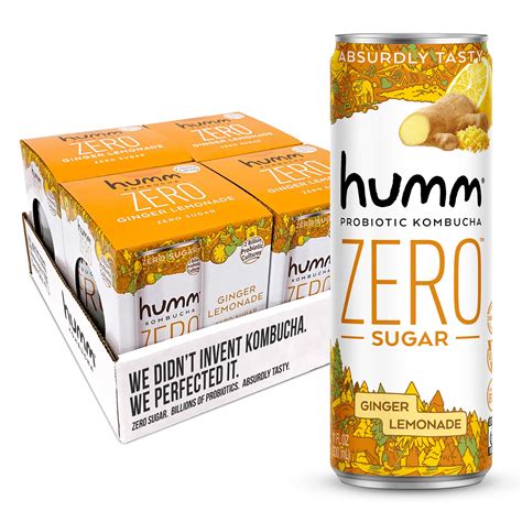 Buy Humm Probiotic Kombucha Zero Sugar Ginger Lemonade No