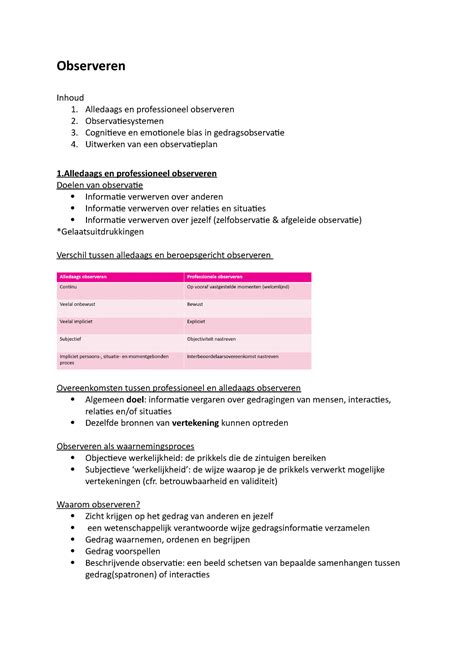 Observeren Verschillende Observatiemethoden Observeren Inhoud