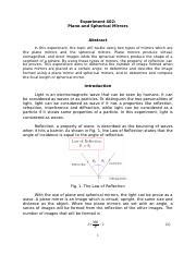 Reyes Experiment Plane And Spherical Mirrors Docx Experiment