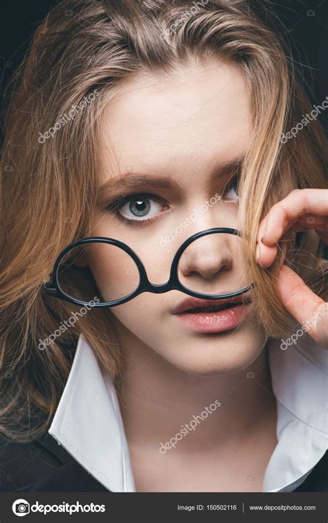 Blonde Businesswoman With Eyeglasses Stock Photo ArturVerkhovetskiy