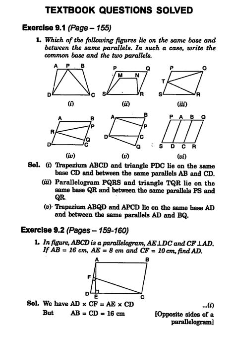 Areas Parallelograms And Trianglesclass 9math Gyanpur