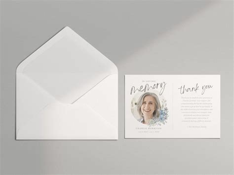 Floral Funeral Thank You Card Template Canva Funeral Service Thank You Memorial Card Template