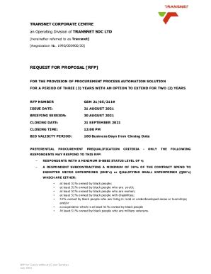 Fillable Online An Operating Division Of Transnet Soc Ltd Request For