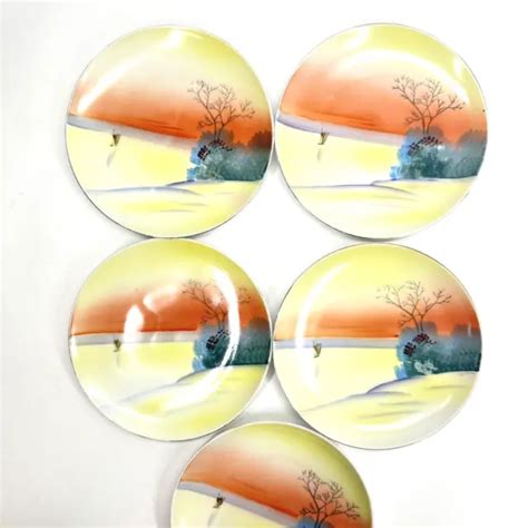 Vintage Meito China Hand Painted Inch Plate Made In Japan Set Of