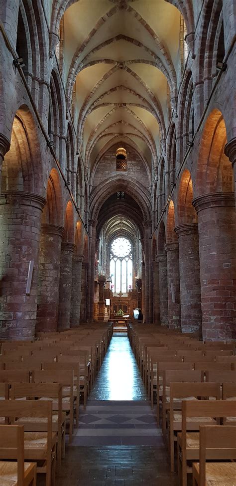 St Magnus Cathedral, Kirkwall. Beautiful light and ancient red ...