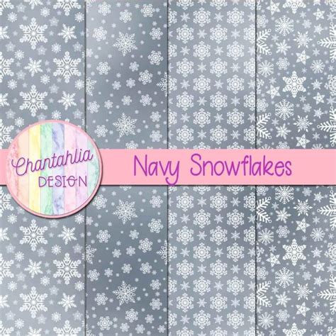 Free Digital Papers Featuring Navy Snowflakes Designs