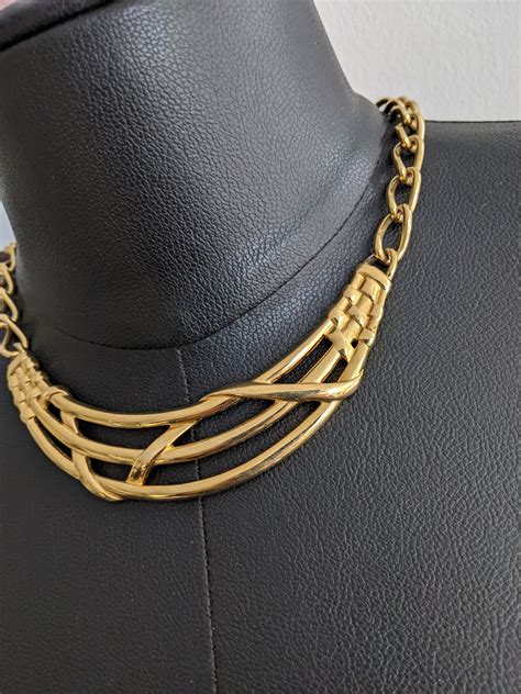 Vintage 70s Gold Bib Necklace By Monet Shop Thrilling