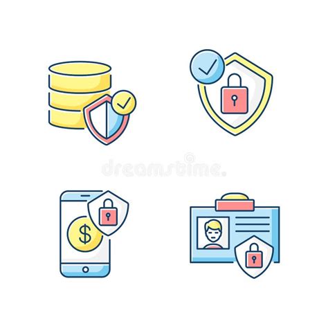 Cybersecurity Rgb Color Icons Set Stock Vector Illustration Of