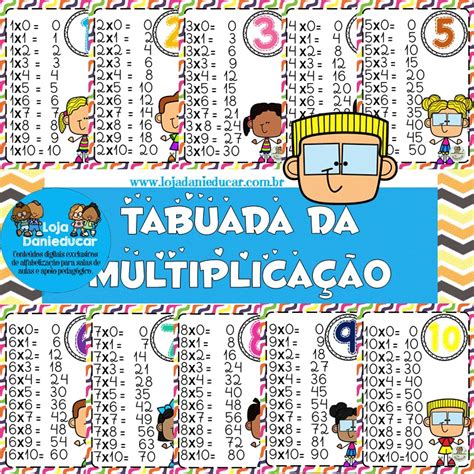 Tabuada de multiplicação colorida Loja Dani Educar