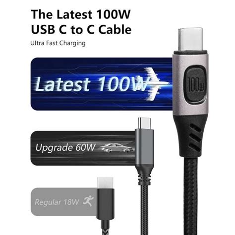 Câble d alimentation rapide 100 W USB C vers USB C prend en charge