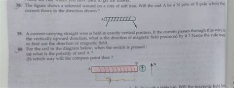 38 The Figure Shows A Solenoid Wound On A Core Of Soft Iron Will The En