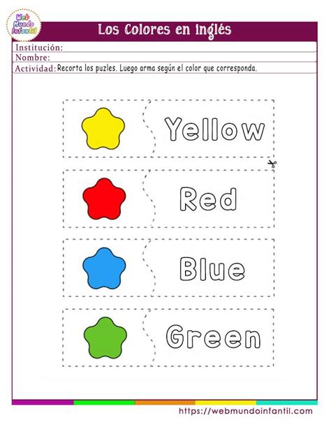 Actividades de los colores en inglés para imprimir