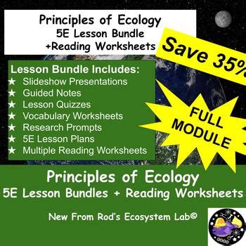 Principles Of Ecology Complete 5E Module Reading Worksheets EDITABLE