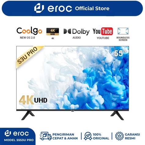 COOCAA 55 Inch Smart TV Digital TV 4K UHD Dolby Audio Youtube