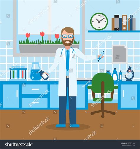 Doctor Lab Funny Smiling Male Doctor Stock Vector (Royalty Free ...