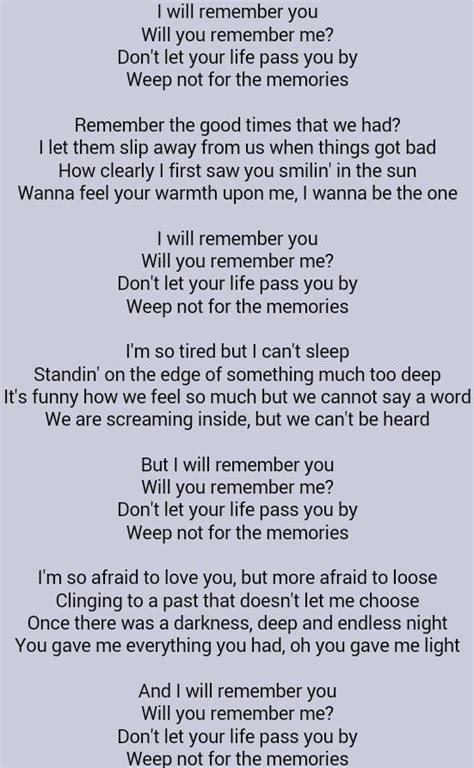 Sarah Mclachlan I Will Remember You Songs With Meaning I Will